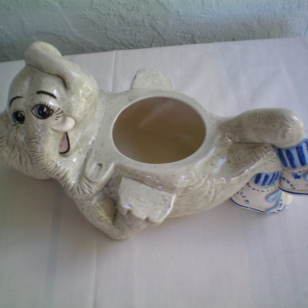 SUPER CUTE - ELEPHANT, FIGURINE, PLANTER, CERAMIC,